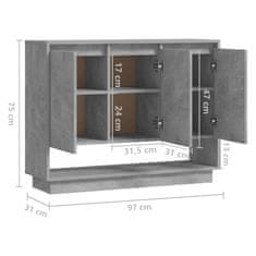 Vidaxl Komoda betonsko siva 97x31x75 cm iverna plošča