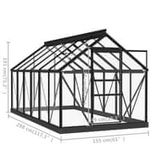Vidaxl Steklen rastlinjak antraciten 155x298x191 cm aluminij
