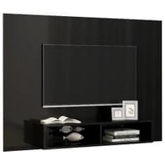 Vidaxl Stenska TV omarica visok sijaj črna 135x23,5x90 cm iverna pl.