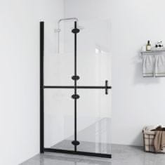 Vidaxl Zložljiva pregrada za tuš delno mlečno ESG steklo 100x190 cm