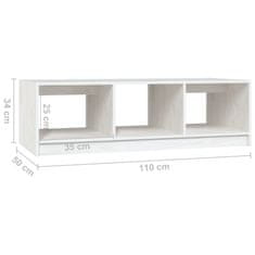 Vidaxl Klubska mizica bela 110x50x34 cm trdna borovina