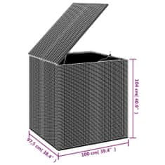 Vidaxl Vrtna škatla za blazine PE ratan 100x97,5x104 cm črna