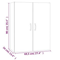 Vidaxl Viseča omarica bela 69,5x34x90 cm inženirski les