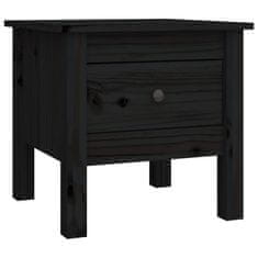 Vidaxl Stranska mizica črna 40x40x39 cm trdna borovina