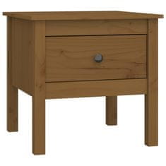 Vidaxl Stranska mizica medeno rjava 50x50x49 cm trdna borovina