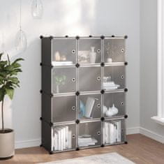 Vidaxl Organizator za shranjevanje kock z 12 kockami in vrati Black PP