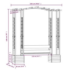 Vidaxl Vrtna pergola s klopjo in koriti impregnirana trdna borovina