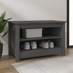 Vidaxl Klop za čevlje siva 70x38x45,5 cm trdna borovina