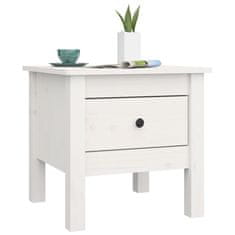 Vidaxl Stranska mizica bela 40x40x39 cm trdna borovina