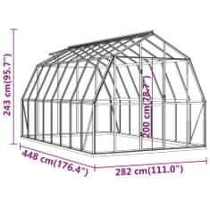 Vidaxl Rastlinjak z okvirjem antracit 12,63 m² aluminij
