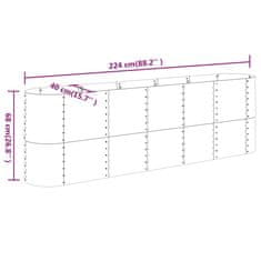Vidaxl Visoka greda iz prašno premazanega jekla 224x40x68 cm srebrna