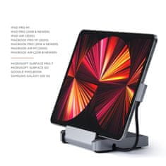 Satechi Aluminijasto stojalo in vozlišče za iPad Pro, USB-C (PD do 60W), 4K HDMI (60Hz), USB-A, SD, 3,5mm avdio, siv