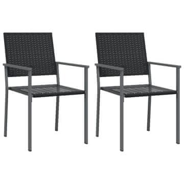 Vidaxl Vrtni stoli 2 kosa črni 54x62,5x89 cm poli ratan