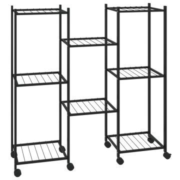 Vidaxl Stojalo za rože s kolesi 83x25x83,5 cm črno železo