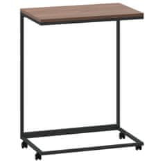 Vidaxl Stranska mizica s kolesi črna 55x35x70 cm konstruiran les
