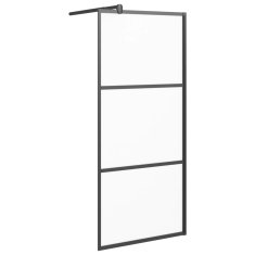 Vidaxl Pregrada za tuš 90x195 cm motno ESG steklo črna