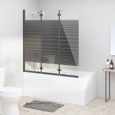 Vidaxl Zložljiva pregrada za tuš s 3 paneli ESG 130x130 cm črna
