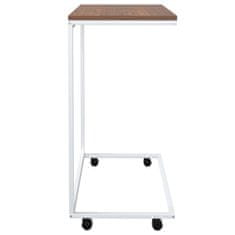 Vidaxl Stranska mizica s kolesi bela 55x35x70 cm konstruiran les