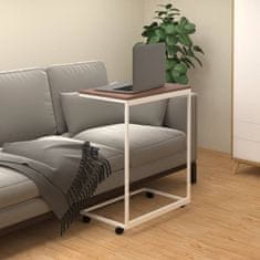 Vidaxl Stranska mizica s kolesi bela 55x35x70 cm konstruiran les