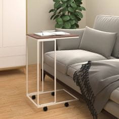 Vidaxl Stranska mizica s kolesi bela 40x30x63,5 cm inženirski les