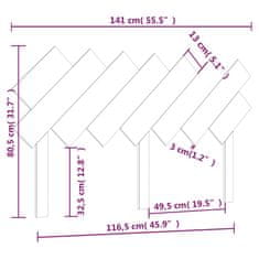 Vidaxl Posteljno vzglavje 141x3x80,5 cm trdna borovina