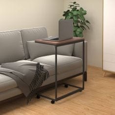 Vidaxl Stranska mizica s kolesi črna 55x35x70 cm konstruiran les