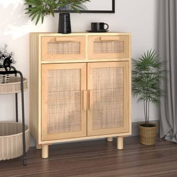Vidaxl vidaXL Omarica rjava 60x30x75 cm masivni bor in naravni ratan
