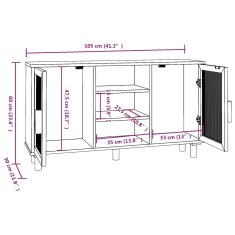 Vidaxl Komoda rjava 105x30x60 cm trdna borovina in naravni ratan