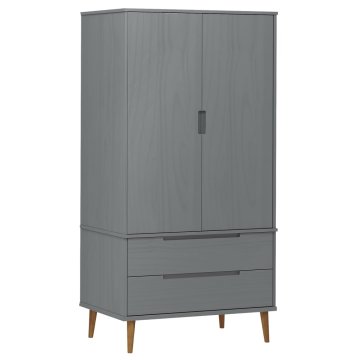 Vidaxl Garderobna omara MOLDE 90x55x175 cm trdna borovina