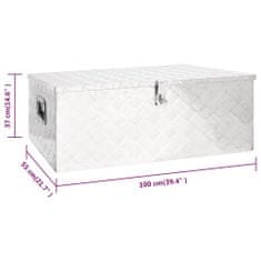 Vidaxl Škatla za shranjevanje srebrna 100x55x37 cm aluminij