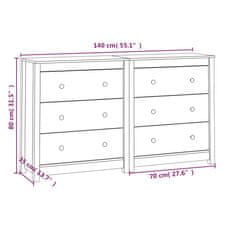 Vidaxl Komoda bela 140x35x80 cm trdna borovina