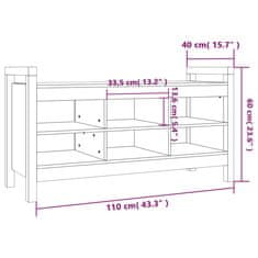 Vidaxl Klop za predsobo siva 110x40x60 cm trdna borovina