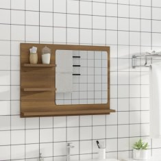 Vidaxl Kopalniško ogledalo rjavi hrast 60x10,5x45 cm konstruiran les