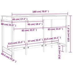 Vidaxl Barska miza bela 180x80x110 cm trdna borovina