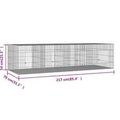 Vidaxl 4-delna ograda za zajce 217x79x54 cm pocinkano železo