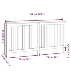 Vidaxl Pokrov za radiator siva 169x19x84 cm trdna borovina