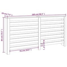 Vidaxl Pokrov za radiator siva 169x19x84 cm trdna borovina