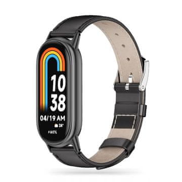 Tech-protect Leatherfit pašček za Xiaomi Smart Band 8 / 9, black