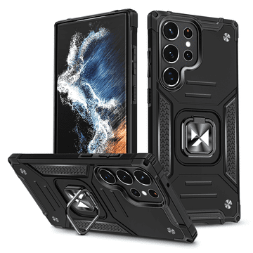 WOZINSKY Oklepni etui za Samsung Galaxy S23 Ultra magnetno držalo Ring Armor black