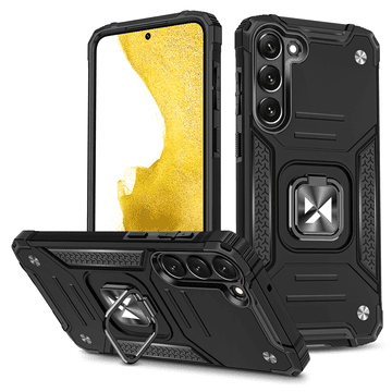 WOZINSKY Armored case cover for Samsung Galaxy S23 magnetic holder Ring Armor black