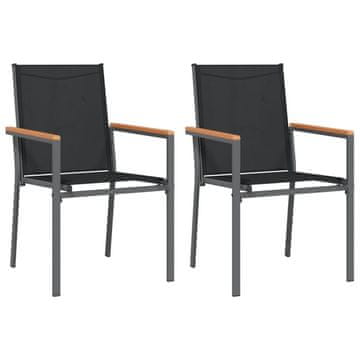 Vidaxl Vrtni stoli 2 kosa črni 55x61,5x90 cm textilene in jeklo