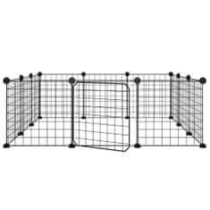 Vidaxl Ograda za hišne ljubljenčke z 12 paneli črna 35x35 cm jeklo