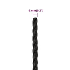 Vidaxl Delovna vrv črna 6 mm 100 m polipropilen