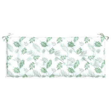 Vidaxl Blazina za vrtno klop vzorec listov 120x50x7 cm blago