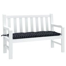 Vidaxl Blazina za vrtno klop črn karo vzorec 120x50x7 cm blago