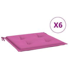 Vidaxl Blazine za vrtne stole 6 kosov roza 50x50x4 cm tkanina