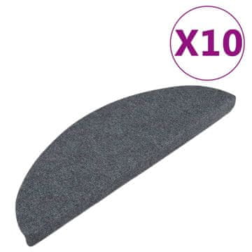 Vidaxl Samolepilne preproge za stopnice 10 kosov sive 65x22,5x3,5 cm