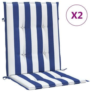 Vidaxl Blazine za stole 2 kosa modro bele črte blago