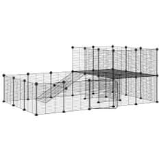 Vidaxl Ograda za hišne ljubljenčke s 36 paneli črna 35x35 cm jeklo