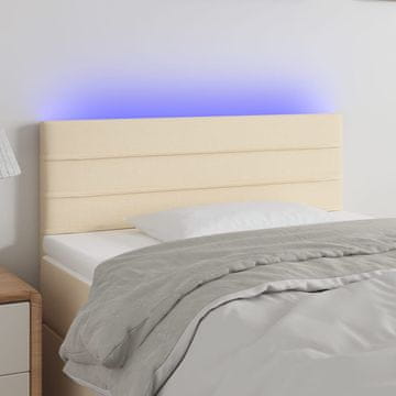 Vidaxl vidaXL Vzglavje postelje z LED zaslonom, kremno, 80x5x78/88 cm, blago